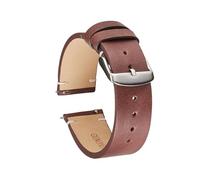 LUGEMA Handgefertigtes Uhrenarmband, Weich, Dünn, 18 Mm, 20 Mm, 22 Mm, Echtes Leder, Kalbsleder, Schnellverschluss-Armband, Retro-Armband(Red Brown,18mm)