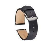 LUGEMA Handgefertigtes Uhrenarmband, Weich, Dünn, 18 Mm, 20 Mm, 22 Mm, Echtes Leder, Kalbsleder, Schnellverschluss-Armband, Retro-Armband(Black,18mm)
