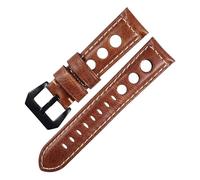 LUGEMA Lederarmband Armband 22mm Echtes Leder Uhrenarmband Atmungsaktiv 22mm 24mm(Brown-Black,24mm)
