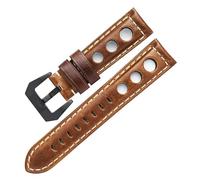 LUGEMA Lederarmband Armband 22mm Echtes Leder Uhrenarmband Atmungsaktiv 22mm 24mm(Dark Brown-Black,20mm)