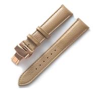 LUGEMA Lederuhr Mit Grünem Weichem Rindsleder-Ersatz For Herren- Und Damenuhren, Kompatibel Mit Longines, Kompatibel Mit Tissot-Armbandzubehör(Beige rose,16)