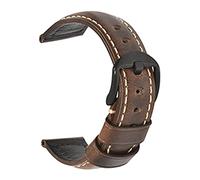 LUGEMA Mode ölwachs echtes leder uhrband 19mm 20mm 21mm 22mm 23mm 24mm uhr windgurte armbands gürtel braun blau schwarz(Oil wax dark brown-B,23mm)