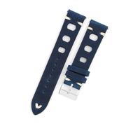 LUGEMA Retro Crazy Horse Lederarmband 18mm 19mm 20mm 21mm 22mm Dreiloch-Uhrenarmband Schnellverschluss Herrenarmbänder(Blue,22mm)