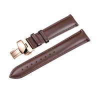 LUGEMA Schnellverschluss, Glattes Uhrenarmband Aus Echtem Kalbsleder, 14/18/20/22 Mm, Riemen Mit Solider Schmetterlingsschnalle, Business(Brown-rose,16mm)