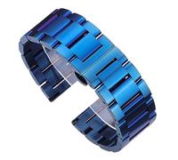 LUGEMA Uhrenarmband 316L Edelstahl Blau Silber Damen Herren Metall Gerade Endglieder 18 20 21 22 Mm 23 24(Blue Brushed,23mm)
