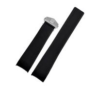 LUGEMA Uhrenarmband aus Gummi, kompatibel mit TAG WAY201A/WAY211A 300|500, Handgelenkband, 21 mm, 22 mm, Bogenende, schwarz, blau, Uhrenarmband mit Faltschließe, Schwarz Silber Schnalle, 22mm