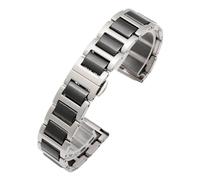 LUGEMA Uhrenarmband Aus Keramik Und Stahl For Herren, Schwarz, Weiß, Uhrenkette Aus Edelstahl For Damen, Kompatibel Mit Tissot, Kompatibel Mit Armani, 12 13 14 15 16 17 18 20 22 Mm(Steel-Black,12mm)