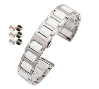 LUGEMA Uhrenarmband Aus Keramik Und Stahl For Herren, Schwarz, Weiß, Uhrenkette Aus Edelstahl For Damen, Kompatibel Mit Tissot, Kompatibel Mit Armani, 12 13 14 15 16 17 18 20 22 Mm(Steel-White,13mm)