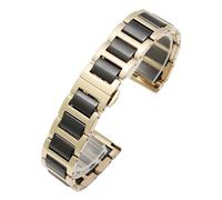 LUGEMA Uhrenarmband Aus Keramik Und Stahl For Herren, Schwarz, Weiß, Uhrenkette Aus Edelstahl For Damen, Kompatibel Mit Tissot, Kompatibel Mit Armani, 12 13 14 15 16 17 18 20 22 Mm(Golden-Black,22mm)