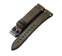 LUGEMA Vintage-Armband Aus Gebürstetem Leder, 18, 19, 20, 21, 22 Mm, Ultradünnes, Weiches, Schwarz, Braun, Grüngrau, Kompatibel Mit Antiken Armbändern(Grey,22mm)