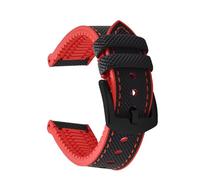 LUGEMA Wasserdichtes Und Verschleißfestes Uhrenarmband 20 Mm 22 Mm 24 Mm Hybridmaterial FKM Gummi Leder Ersatzarmband(BlackRed-Black,22mm)