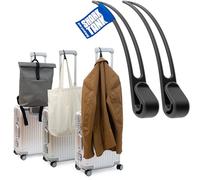 Luggage Hook Koffer Haken für Jacke & Tasche (2 Stk.) - Die nützlichen Reise Gadgets Flugzeug halten Reiseartikel bis 10kg, Reise Geschenk für Reiseliebhaber und Flugbegleiter, 2x Kofferhaken Schwarz