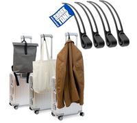 Luggage Hook Koffer Haken für Jacke & Tasche (4 Stk.) - Die nützlichen Reise Gadgets Flugzeug halten Reiseartikel bis 10kg, Reise Geschenk für Reiseliebhaber und Flugbegleiter, 4x Kofferhaken Schwarz