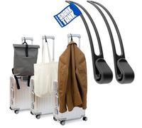 Luggage Hook Kofferhaken für Jacke & Tasche (2 Stk.) - Die nützlichen Reise Haken halten Reisezubehör bis 10kg, Coole Geschenke für Reisende & Flugbegleiter Geschenk, 2er Pack Koffer Haken Schwarz