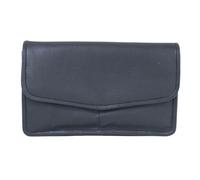 Luigi Damen-Clutch aus Leder, 4 Stück, 2 Reißverschlussfächer, Kartenfächer, Druckknopfverschluss (Marineblau), navy, Compact