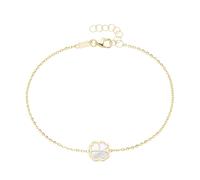 Armband LUIGI MERANO "Kleeblatt-Mittelteil mit Perlmutt, Gold 375", perlmutt, Armbänder, Herren, 18cm, Gelbgold 375, Armband (60670116-0) perlmutt