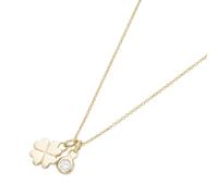 Luigi Merano Kette 2 Anhänger, Kleeblatt und Zirkonia, Gold 375 45 cm Damen