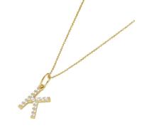 Luigi Merano Kette Anhänger Buchstabe K mit Zirkonia, Gold 375 45 cm Damen