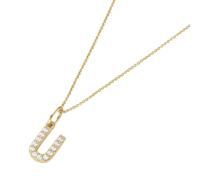 Kette mit Anhänger LUIGI MERANO "Anhänger Buchstabe U Zirkonia, Gold 375" Halsketten Gr. 45 cm, Gelbgold 375, goldfarben (gold) Damen Ketten mit Anhänger (94255753-0)