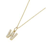 Luigi Merano Kette Anhänger Buchstabe W mit Zirkonia, Gold 375 45 cm Damen
