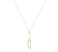 Kette mit Anhänger LUIGI MERANO "längliche Glieder, Zirkonia Steinen, Gold 375" Halsketten Gr. 45 cm, Gelbgold 375, goldfarben (gold) Damen Ketten mit Anhänger (72289751-0)