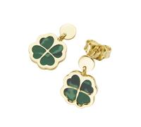 Paar Ohrstecker LUIGI MERANO "Kleeblatt-Behang mit Malachit, Gold 375", grün, Ohrringe, Damen, Gelbgold 375 (12990053-0) grün