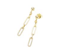 Paar Ohrstecker LUIGI MERANO "längliche Glieder als Behang, Zirkonia Steine, Gold 375" Ohrringe Gr. Gelbgold 375, goldfarben (gold) Damen Ohrstecker (53047365-0)