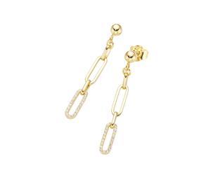 Luigi Merano Ohrstecker längliche Glieder als Behang, Zirkonia Steine, Gold 375 Onesize Damen