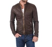 LUIS Herrenjacke im Bomber-Stil und Biker-Lederjacken, Schokoladenbraun, Schokoladenbraun, Small