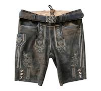 Luis Steindl Kurze Lederhose mit Gürtel Dunkelbraun (Größe: 56) 56 braun