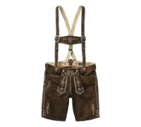Luis Steindl Kurze Lederhose mit Hosenträger Dunkelbraun (Größe: 52) 52 braun