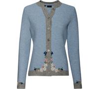 Luis Steindl Linksstrickjacke mit Blümchen Bleu/Grau (Größe: 38) 38 blau