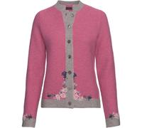 Luis Steindl Linksstrickjacke mit Blümchen Rose/Grau (Größe: 36) 36 rosa