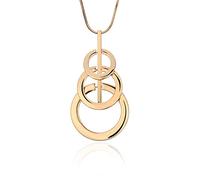 LuisFranklin Halskette Pulloverkette Ketten Schmuck Frauen Anhänger Necklace Große Mehrschichtige Kreise Anhänger Halskette Elegante Lange Halskette Für Frauen Pullover Fashion Statement Schmuck Gold