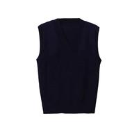 LUKX Strick Pullunder,Damen Pullover Weste Dunkelblau V-Ausschnitt RIPP Feinstrick Pullover Schlicht Basic Ärmellos Pullover College Schlicht Weste Herbst Tanktops Für Damen Mädchen,S