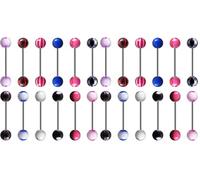 LuLiyLdJ 12-Stücke zungenpiercing kunststoff piercing kugel nippelpiercing barbells (Packung mit 2)