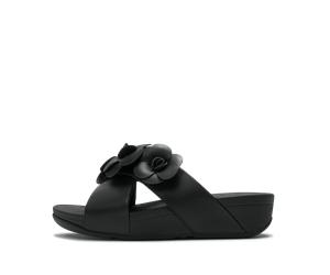 LULU FLOWER CROSS SLIDES Black - Gr. - 40
