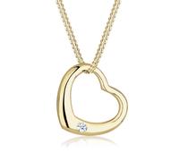 Elli DIAMONDS Halskette Damen Herz Love mit Diamant (0.03 ct.) in 375 Gelbgold