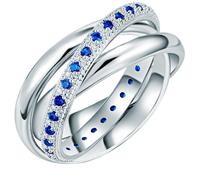 Lulu & Jane Damen Ring Messing silber Zirkonia blau Modeschmuckring