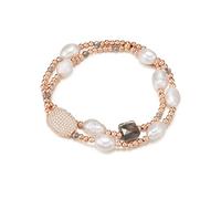 Lulu & Jane Damen Armband 2-reihig aus Metall-Legierung rosévergoldet mit Süßwasser-Zuchtperle 10,0-14,5 mm und Zirkonia