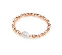 Lulu & Jane Damen Armband aus Messing mit barock Süßwasser-Zuchtperle ca. 10,5-11,5 mm Perlenarmband roségold