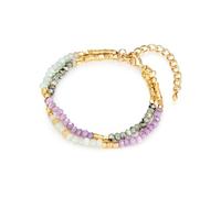 Lulu & Jane Damen Armband aus Messing mit Naturstein Modeschmuckarmband gelbgold