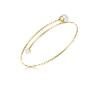 Lulu & Jane - Perlen-Armband Messing Glaskristall Muschelkernperle in Gelbgold Armbänder & Armreife 1 ct Damen (32.99 € / 1 ct)