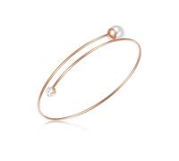 Lulu & Jane Damen Armband aus Messing mit rund Muschelkernperle ca. 8,0 mm Glaskristall Perlenarmband roségold