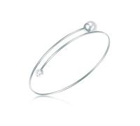 Lulu & Jane Damen Armband aus Messing mit rund Muschelkernperle ca. 8,0 mm Glaskristall Perlenarmband silber