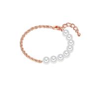 Lulu & Jane Damen Armband aus Messing rosévergoldet 14 Karat mit Muschelkernperle ca. 7,5-8,5 mm Perlenarmband