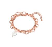 Lulu Jane Damen Armband aus Messing rosévergoldet 14 Karat mit Perlmutt Perlenarmband 2-reihig