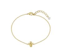 Lulu & Jane Damen Armband Messing gelbgold | gelbvergoldet 14 Karat, Ankerarmband, Zirkonia, weiß, Engel, Karabinerverschluss