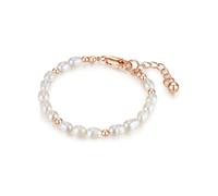 Lulu & Jane Damen Armband Messing roségold | Roségold-Optik, Perlenarmband, Süßwasser-Zuchtperle, ca. 5,5 - 6,5 mm, weiß, barock, Karabinerverschluss