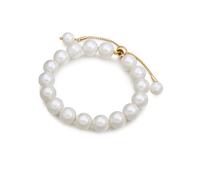 Lulu Jane Damen Armband Messing rund Muschelkernperle 10 mm weiß Perlenarmband